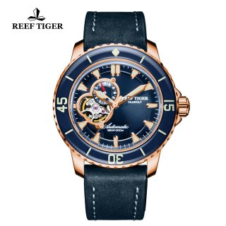 Reef Tiger Sea Wolf Dress Automatic Blue Dial Rose Gold RGA3039-PLBC
