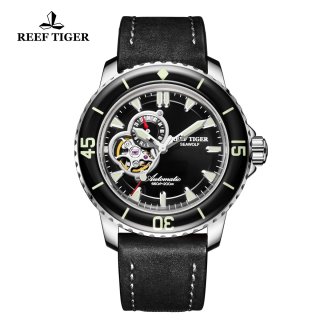 Reef Tiger Sea Wolf Dress Automatic Steel Black Dial Black Strap RGA3039-YBBC