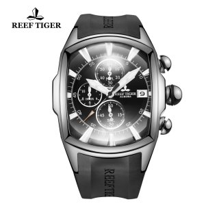 Reef Tiger Tanker Men's Watch Steel Black Rubber Strap Black Dial Quartz Watch RGA3069-T-YBB