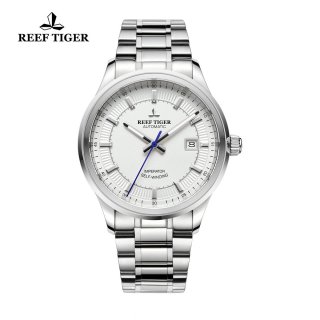 Reef Tiger Imperator Dress Watch Automatic Stainless Steel White Dial RGA8015-YWY