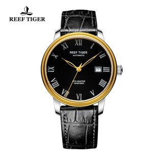 Reef Tiger Life-Master Business Watch Automatic Yellow Gold/Steel Black Dial RGA812-GBB