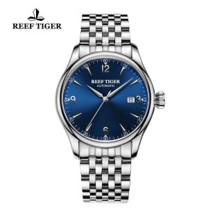 Reef Tiger Heritage Dress Automatic Watch Blue Dial Stainless Steel Case RGA823G-YLY