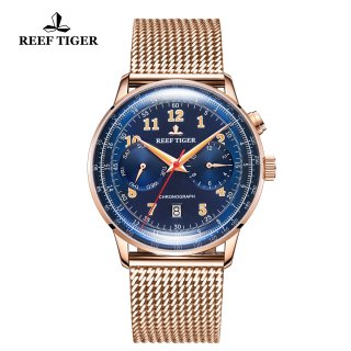 Reef Tiger Limited Edition Luxury Ventage Rose Gold Black Dial Automatic Watch RGA9122-PLP