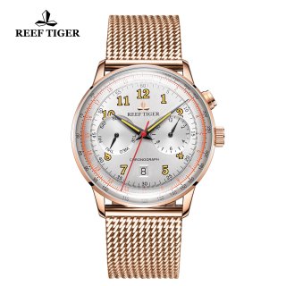 Reef Tiger Limited Edition Luxury Ventage Rose Gold Black Dial Automatic Watch RGA9122-PWPO