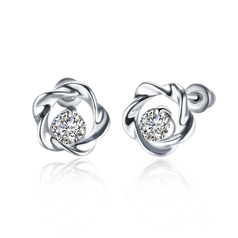 High Quality Silver Plated Fashion Jewelry Flower Earrings For Women