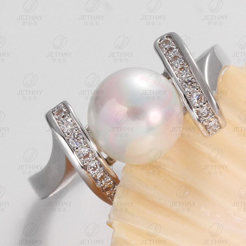 Simple Beautiful Top Quality 925 Sterling Silver Pearl Rings For Women