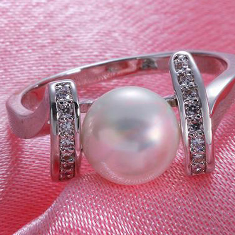 Simple Beautiful Top Quality 925 Sterling Silver Pearl Rings For Women