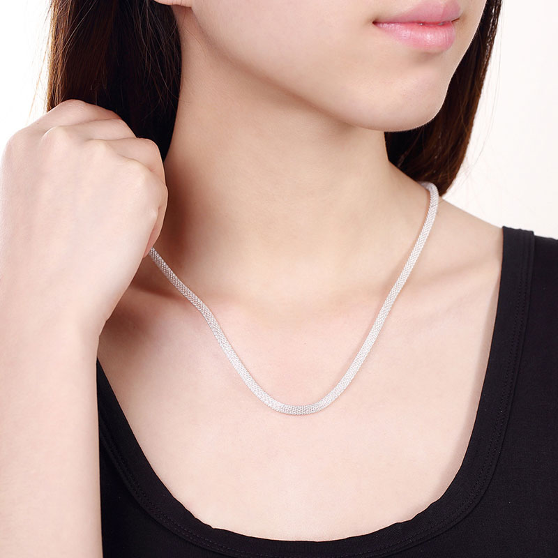 Simple Beautiful Top Quality 925 Sterling Silver Web Necklace For Women