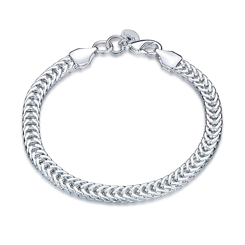 Flat Snake Bone Silver Bracelet Sweet Romantic Heart Linked Silver Bracelet Ladies Jewelry