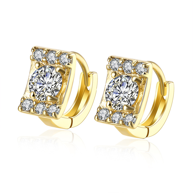 Zirconia Gold Earings 2016 Hot Sale Real 18k Gold Plated Clip Earrings for Women AKE135