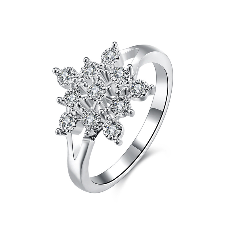 925 Sterling Silver Ring Snow Flower Fashion Wedding & Engagement Ring Made With AAA+ CZ Diamond Jewelry For Women
