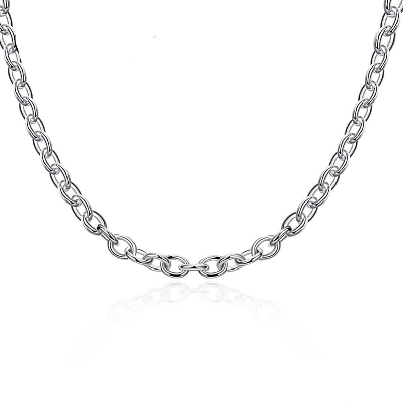 Silver Plated None Collier Maxi Necklace Colar 18Inches Round Simple Necklace