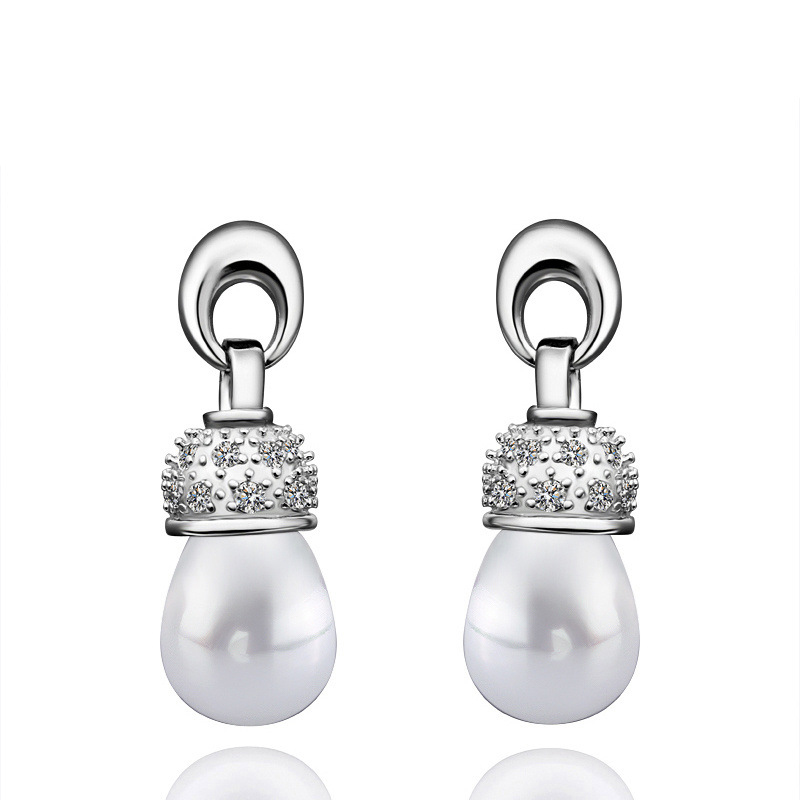 Geometric Stud Earrings Career 925 Sterling Silver & Pearl Gift Accessories For Women