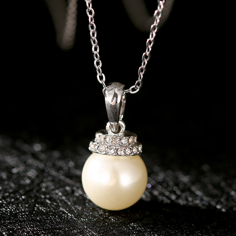 Gold Plated Imitation Pearl Ball Pendant Necklaces Jewelry for Women