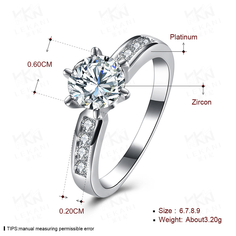 Zirconia Wedding Engagement Rings For Women white Gold Plated Fashion Jewelry