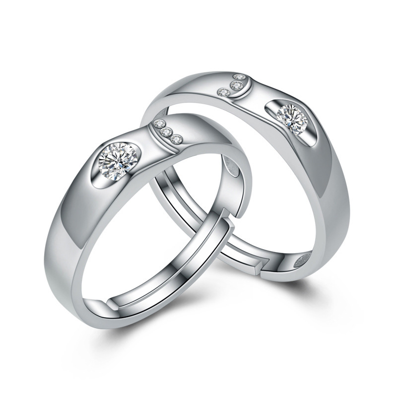 Fashion 925 Sterling Silver Epoxy Enamel Diamond Jewelry Ring for Couple