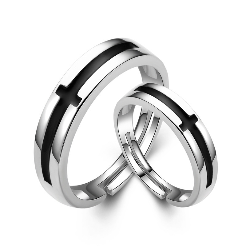 Elegant Epoxy Enamel Diamond 925 Sterling Silver Jewelry Ring for Couple