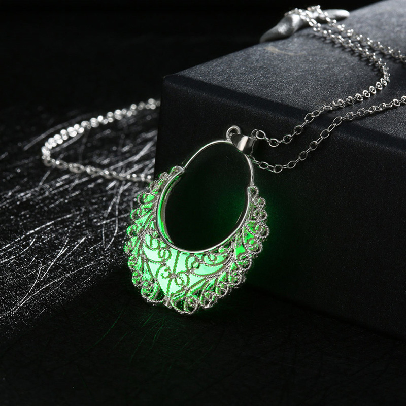 Fashion Carved Geometric Glow Necklace 925 sterling silver Wedding Necklace Pendant for women fine Jewelry