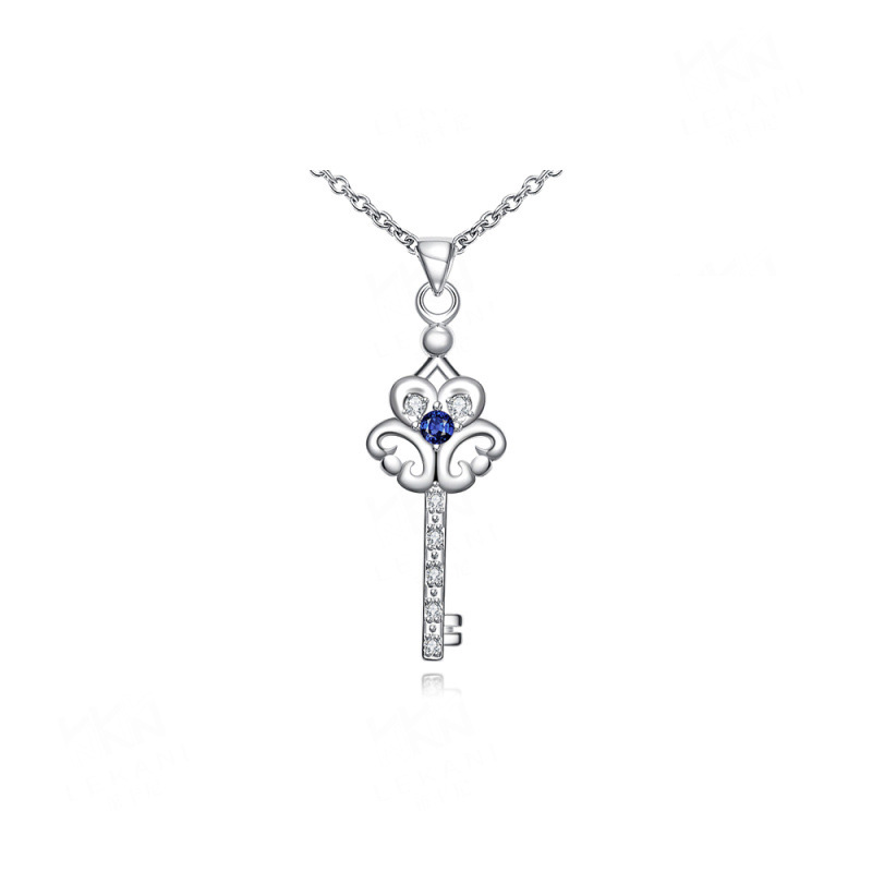 Women Silver Keychains Necklace Crystal Chokers Chains With Pendants