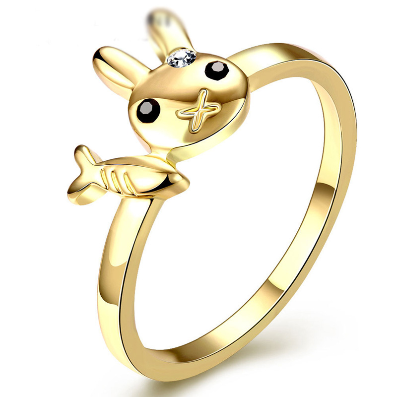 Cheap Price Fashion Jewelry Real Gold Plated Cut Rabbit For Women High Quality Antiallergic Ring R075