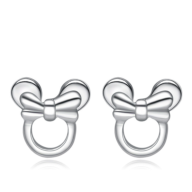 Cute Mickey Head Earrings 925 Sterling Silver Geometric Type Earrings for Women B228