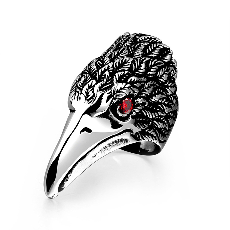 Red Eye Eagle Ring Fashion Ring Punk Style Vintage Black Male Jewelry R190