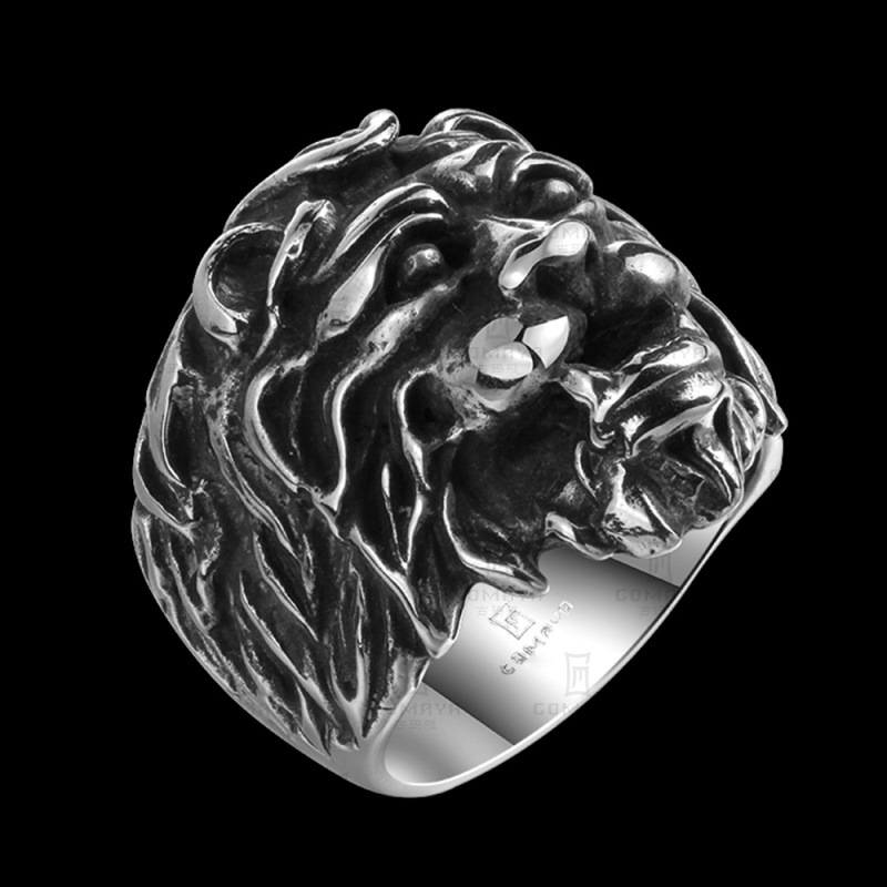 Fashion Desgin Luxury 3D Angry Lion Ring Vintage 316L Stainless Steel Ring for Men R102