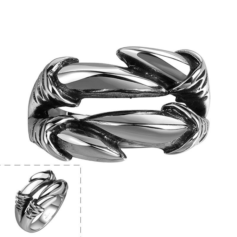 Fashion Creative Design Punk Jewelry Unisex 316L Stainless Steel Sharp Eagle Claw Finger Rings For Men