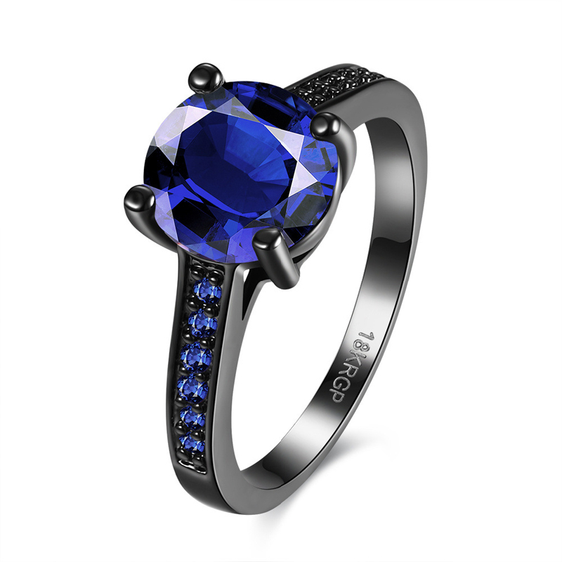 Fashion Jewelry Black Gun plated Wedding & Promise Ring Party Prom Bague for Women