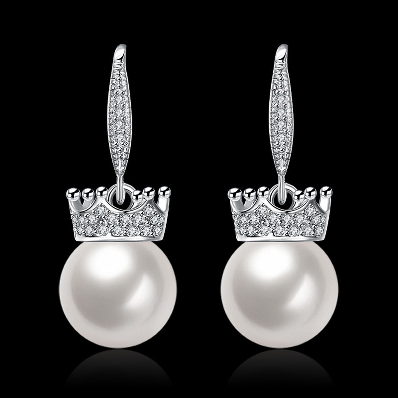 Zircon Shell Pearl Earings 925 Sterling Silver Long Earrings For Women LKNPLE063