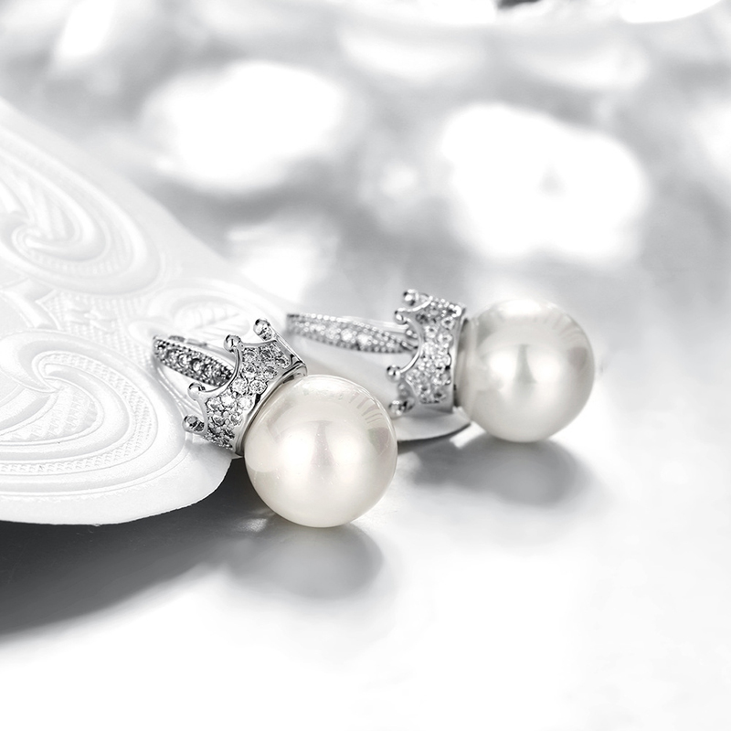 Zircon Shell Pearl Earings 925 Sterling Silver Long Earrings For Women LKNPLE063