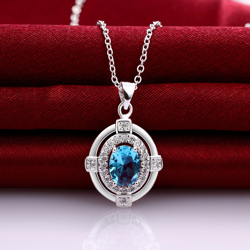 Fashion 925 Sterling Silver Crystal Necklaces For Women SPN012