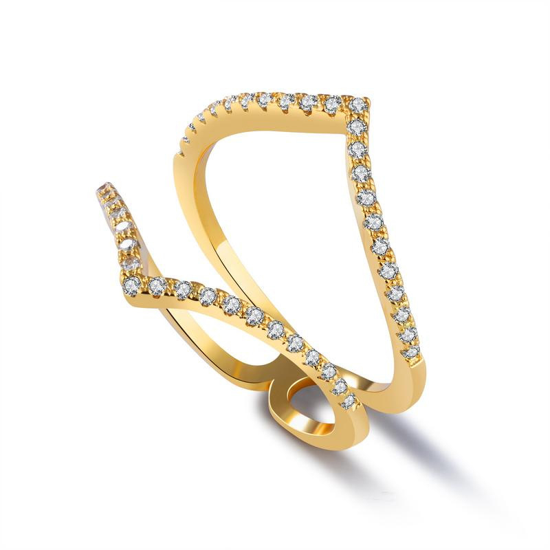 Elegent Double Heart Shape Diamond Rings For Women KJ059