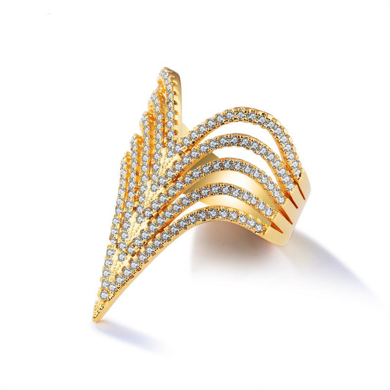 Simple Style Elegent Letter V Shape Diamond Rings For Women KJ051