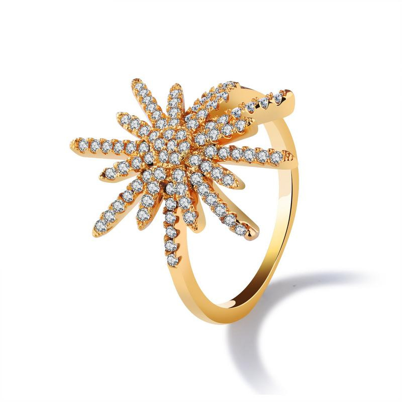 Unique Luxury Snowflakes Shape Party Dating Diamond Ring KJ062