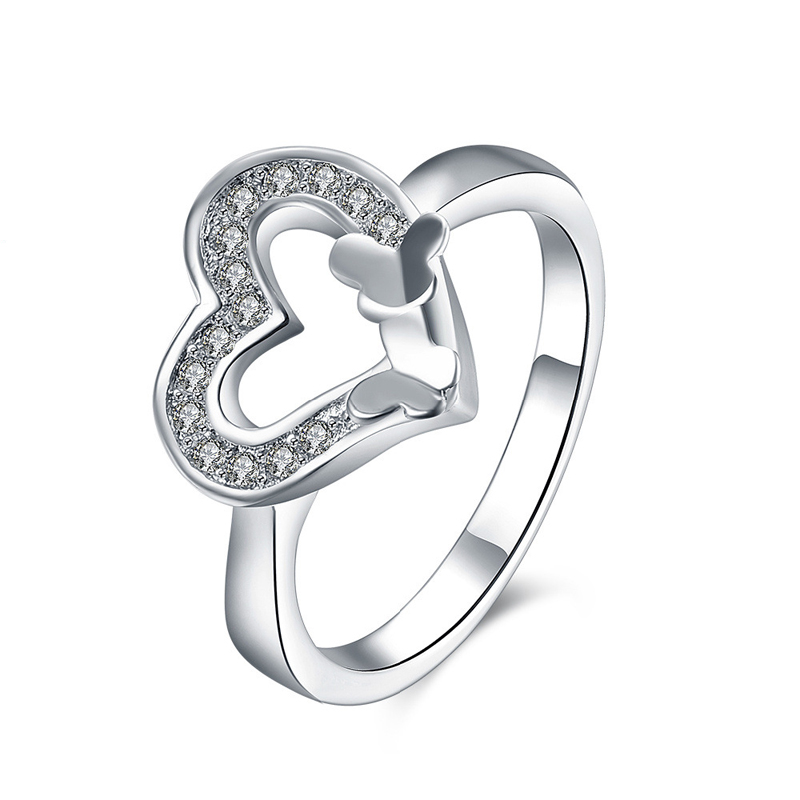 Solid 925 Sterling Silver Heart-shaped Rings for Women