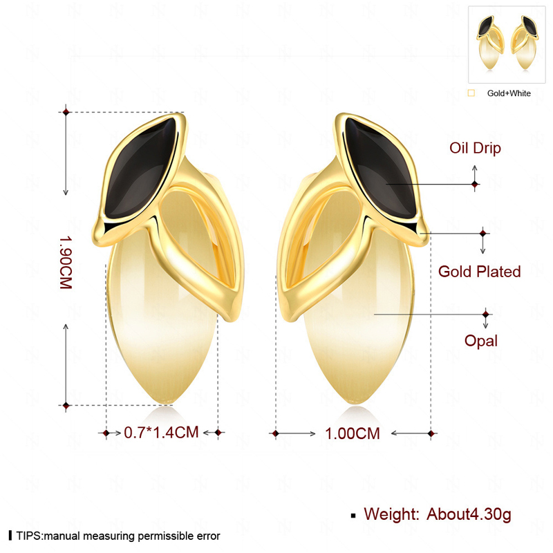 Creative Leaf Shape Gold Plated Earrings For Women