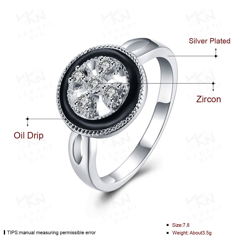 925 Sterling Silver Round Zircon Rings for Girls