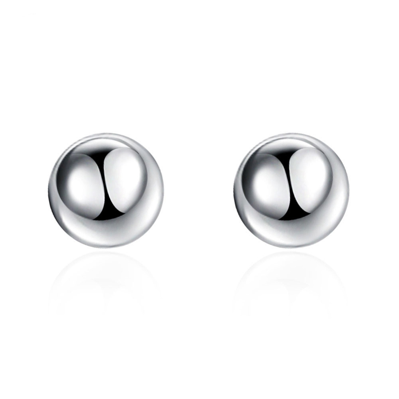 925 Sterling Silver Spherical Earrings Ring Simple Fashion Jewelry For Women