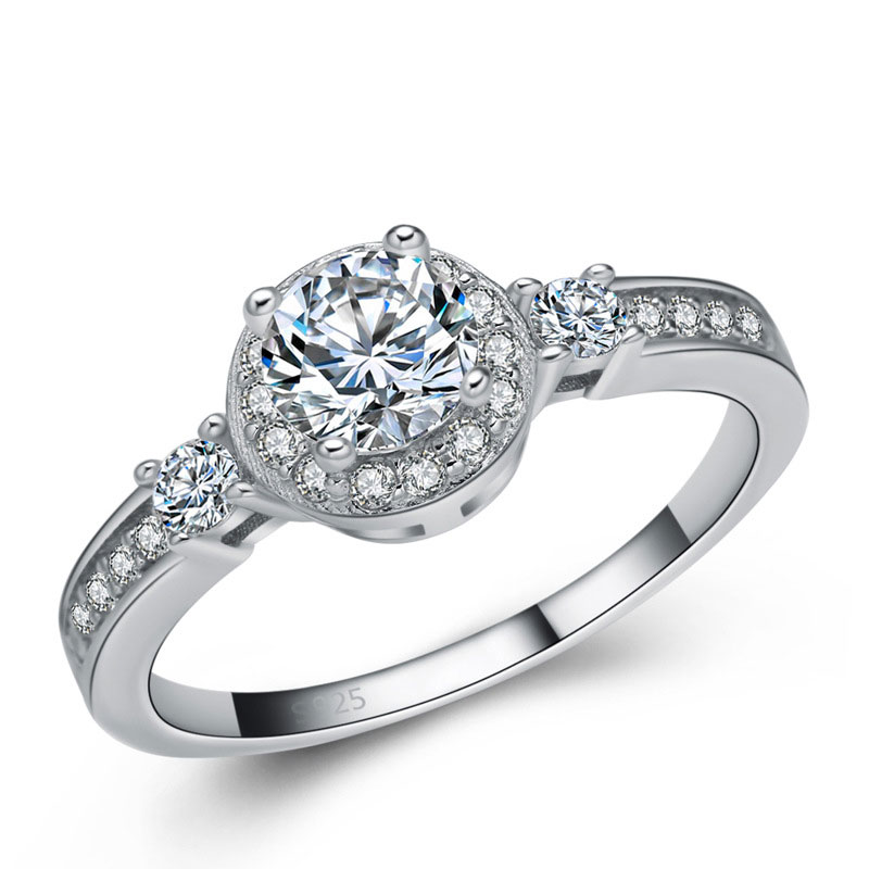 Fashion 925 Sterling Silver Diamonds Women Jewelry Ring E109