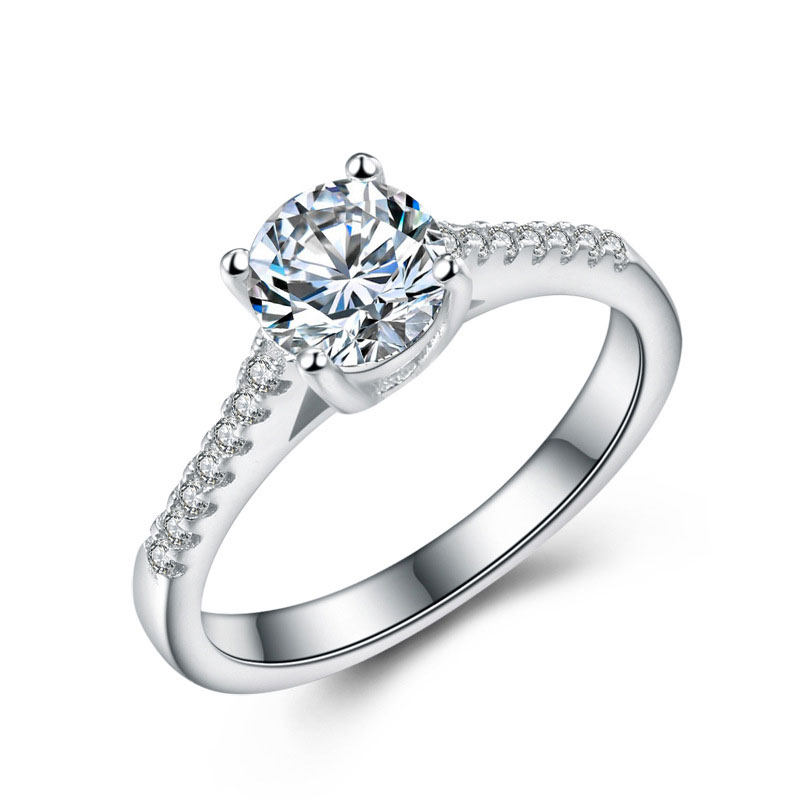 Korean Style Diamonds 925 Sterling Silver Jewelry Ring for Women E579