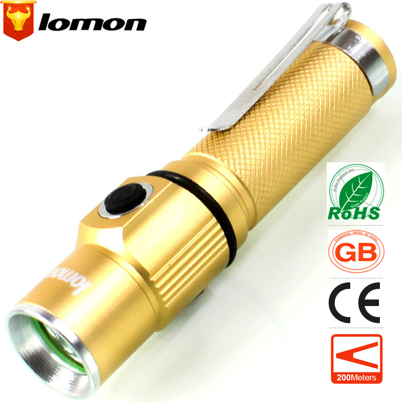 Lomon 14500 Portable Lighting LED Flashlight Yellow Gold SK27 for Everyday Carry/On Foot/Camping/Night Ride