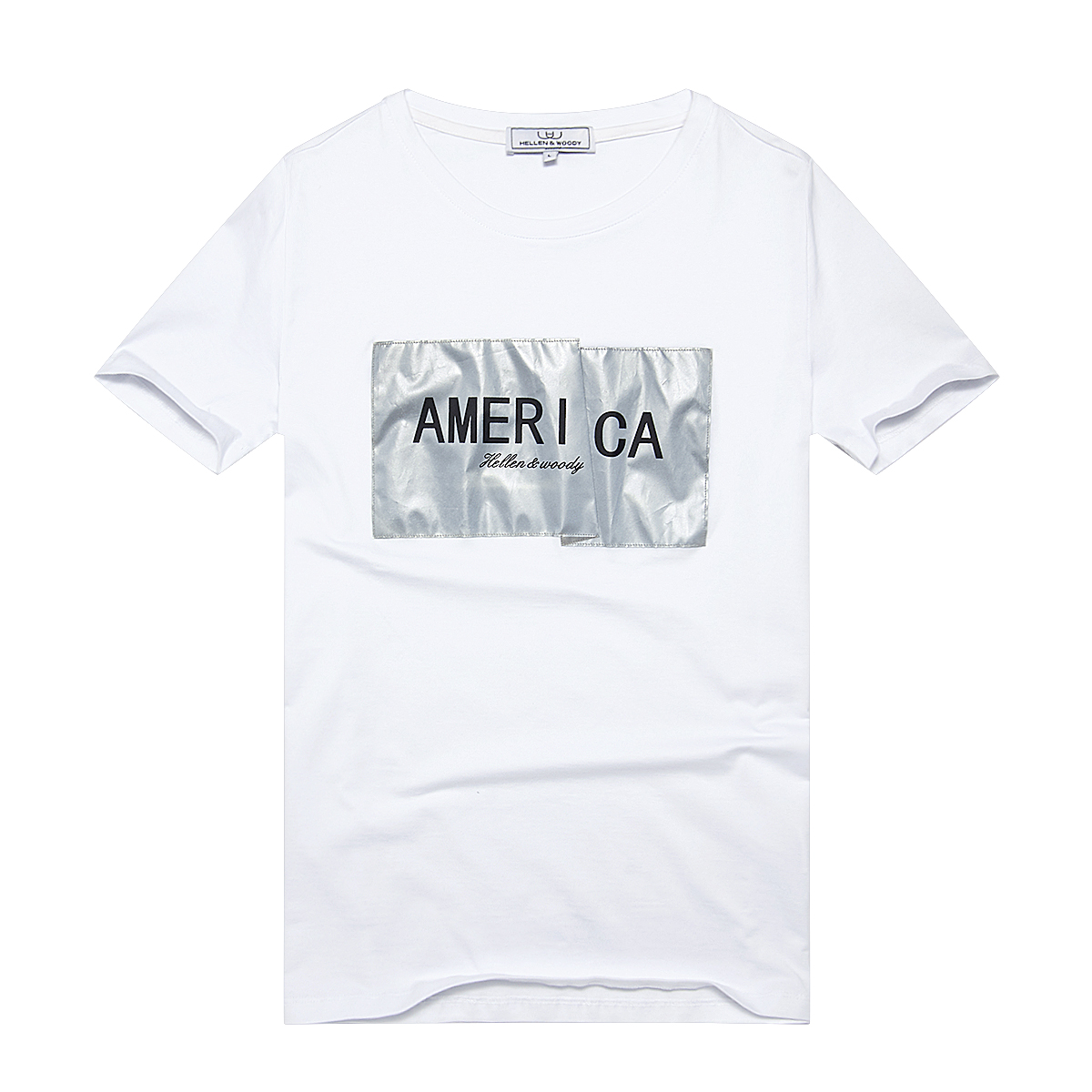 HELLEN&WOODY/H&W New Summer Short Sleeve T-Shirt America Reflective Mens T-Shirt 1702