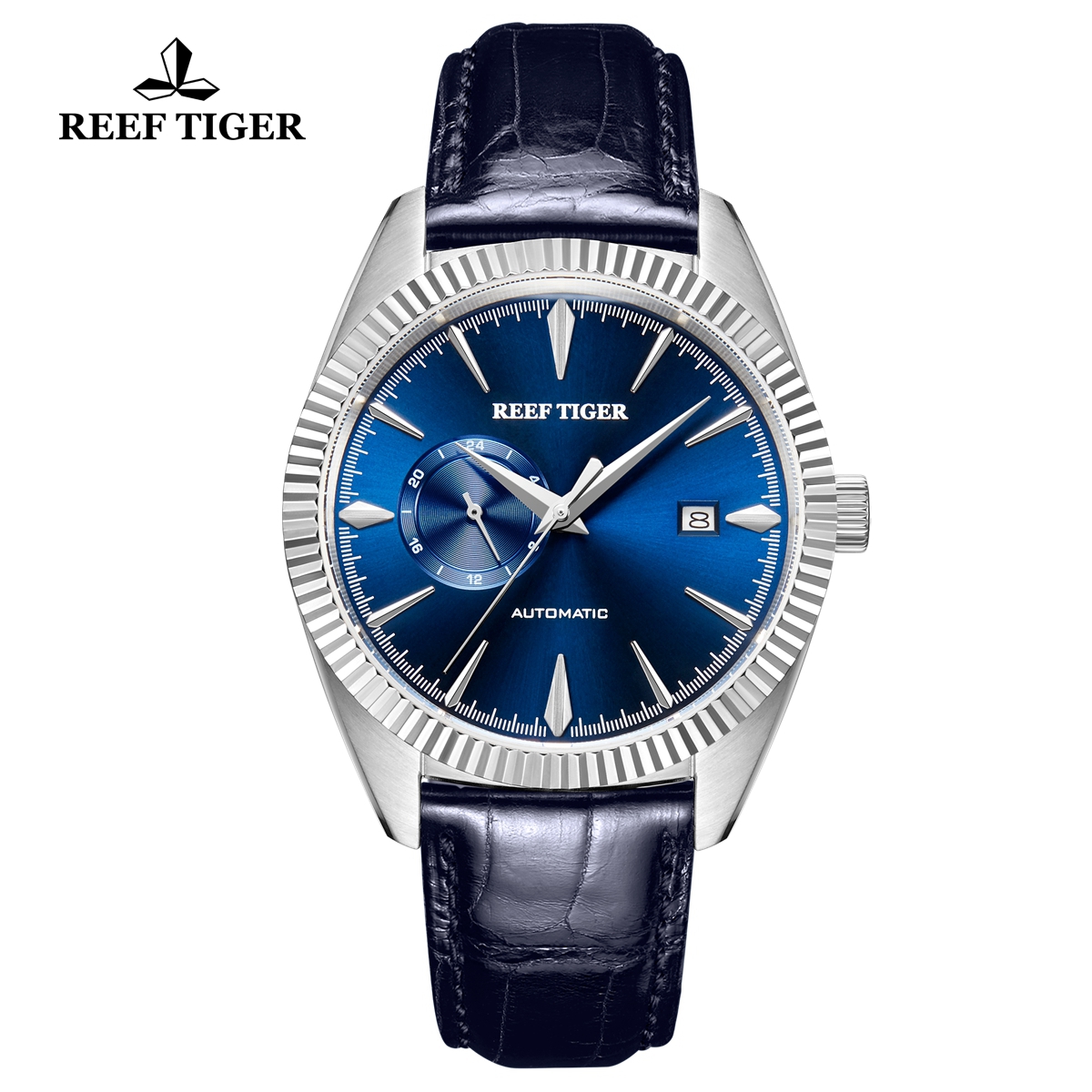 Reef Tiger Seattle Orion Fashion Steel Leather Strap Blue Dial Automatic Watch RGA1616-YLL