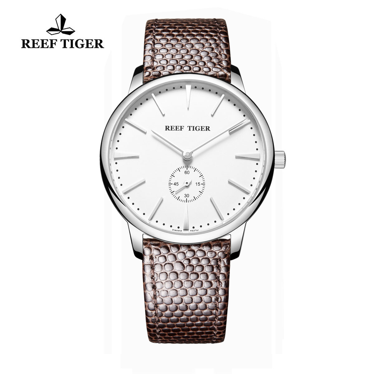 Reef Tiger Vintage Couple Watch White Dial Stainless Steel Calfskin Leather RGA820-YWB