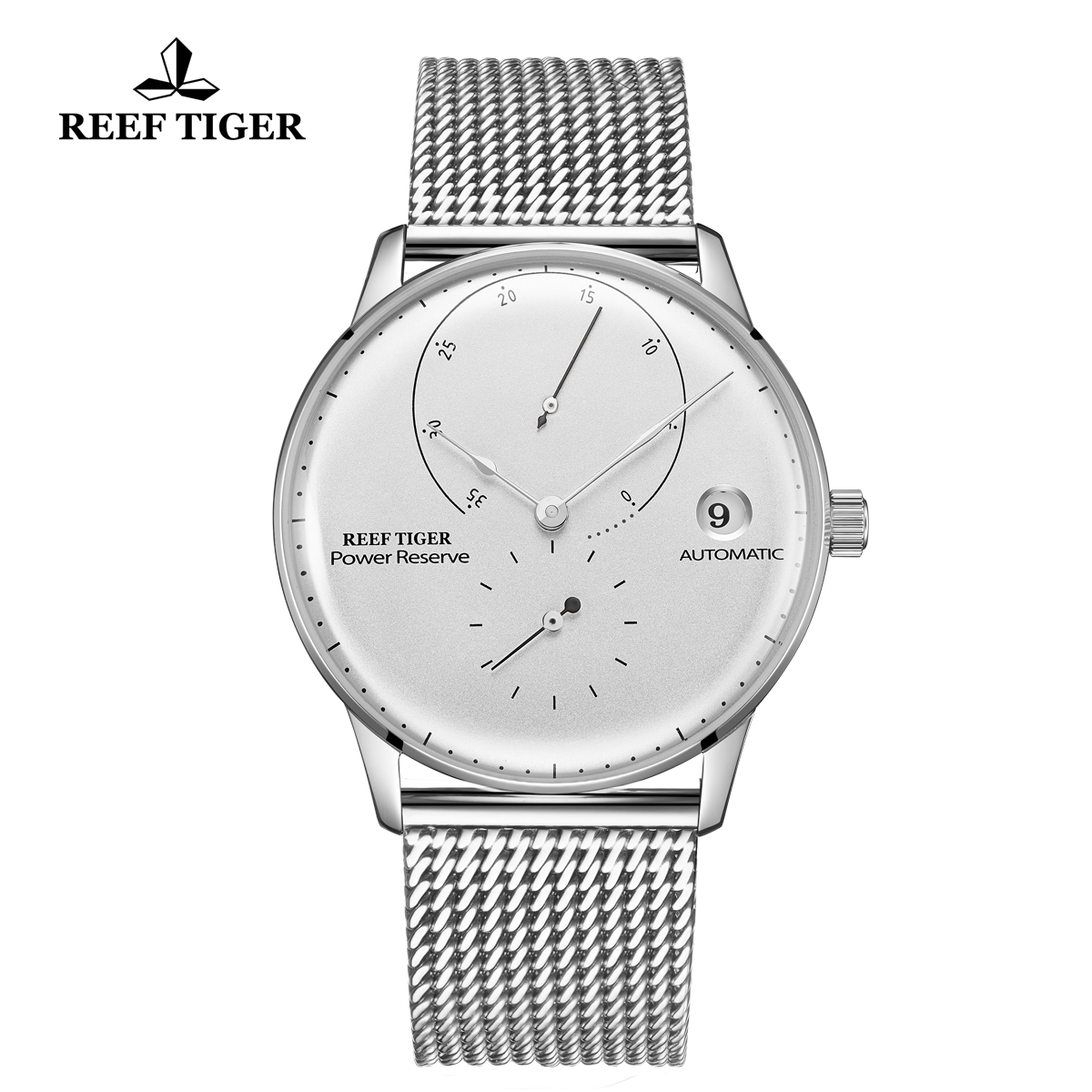 Reef Tiger Seattle Navy II Casual Stainless Steel White Dial Waterproof Automatic Watch RGA82B0-2-YWY