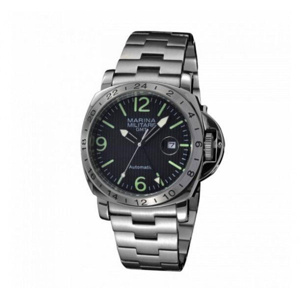 Parnis 44mm Marina Militare Black Dial GMT Automatic Man Watch Date Steel Case