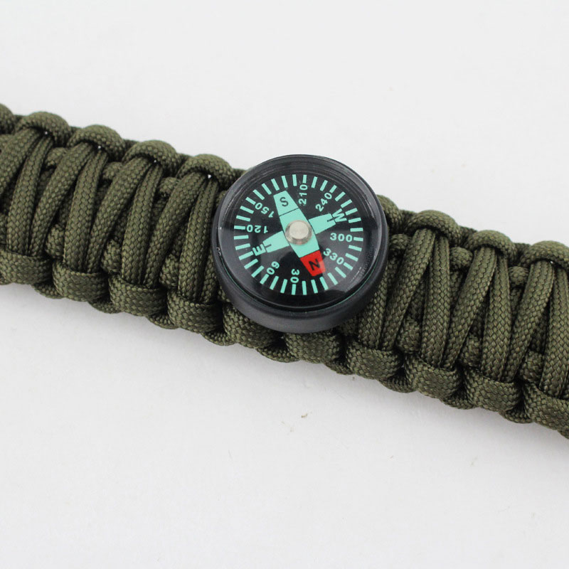 550 7 Feet Survival Paracord Wristband Compass Bracelet Outdoor Survival Kits Whistle Flint