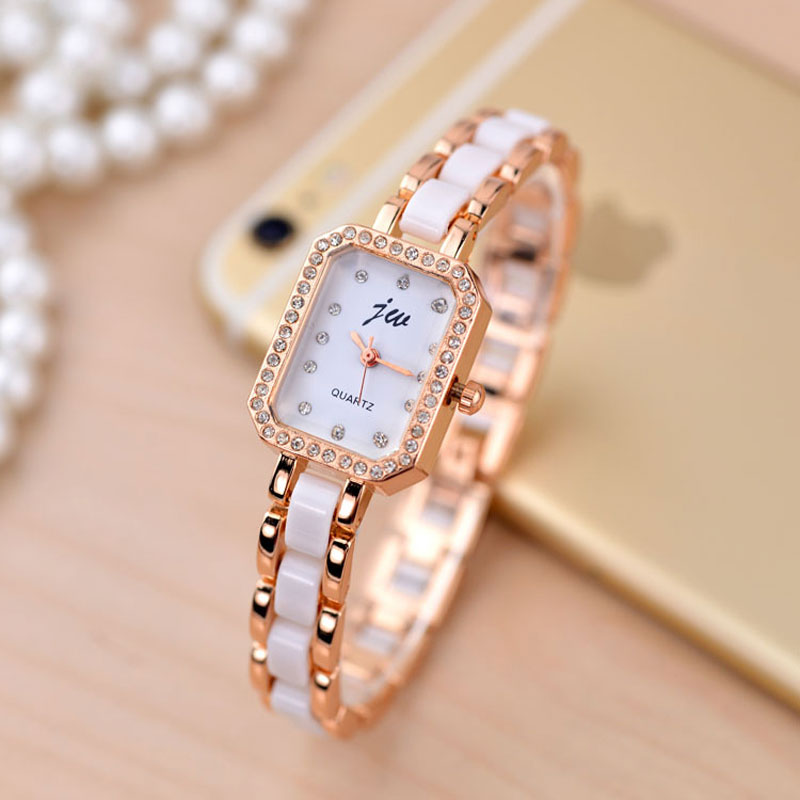 Fashion Ceramic Watch With White Dial Diamond Quartz Women Bracelet Watch 70230