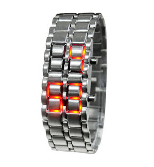 Special Stainless Steel Lava Led Waterproof Blue Red Couple Watch